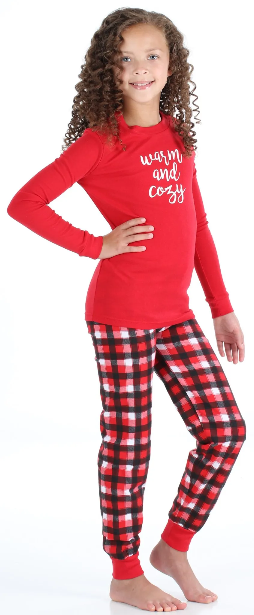 SleepytimePjs Red Plaid Holiday Family Matching Warm and Cozy Pajama Sets