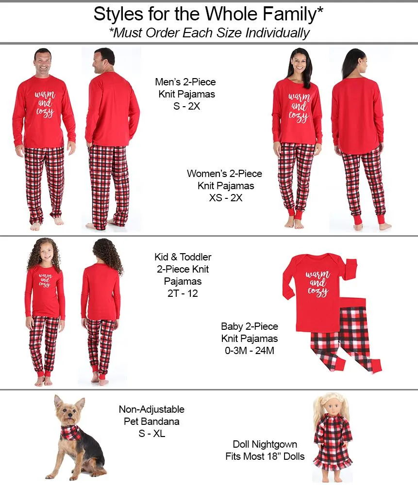 SleepytimePjs Red Plaid Holiday Family Matching Warm and Cozy Pajama Sets