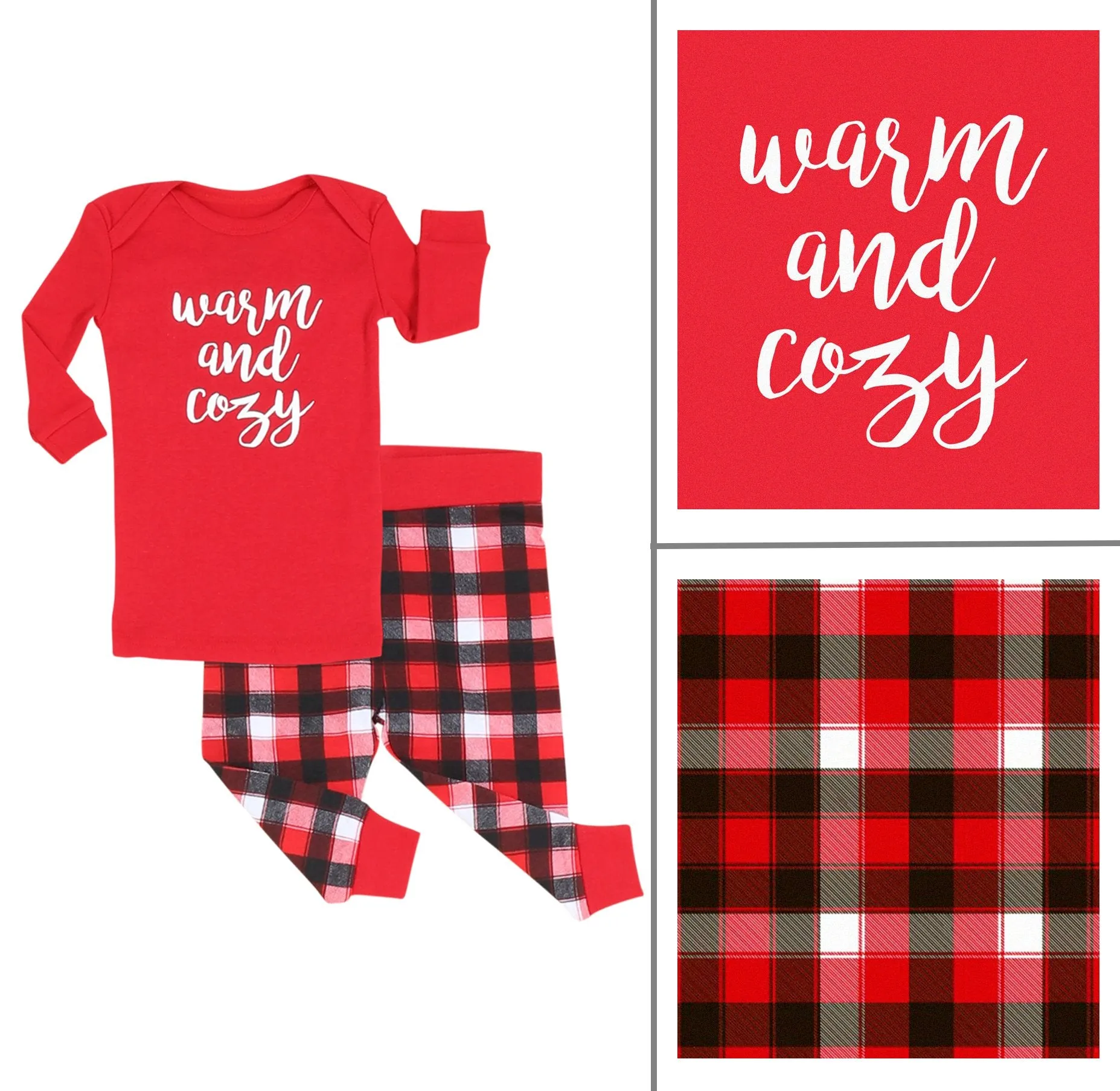 SleepytimePjs Red Plaid Holiday Family Matching Warm and Cozy Pajama Sets