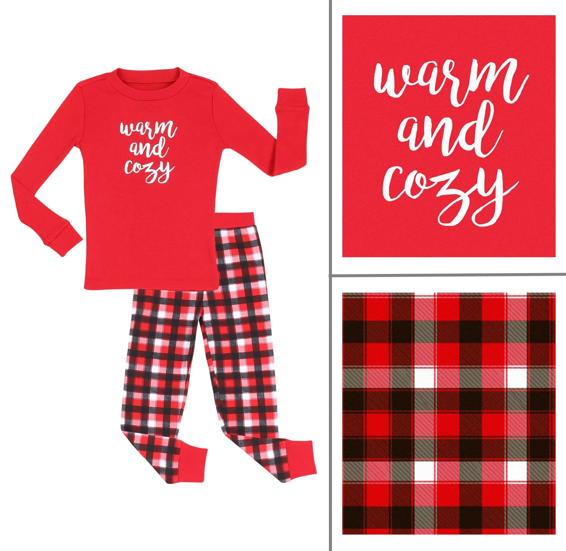 SleepytimePjs Red Plaid Holiday Family Matching Warm and Cozy Pajama Sets