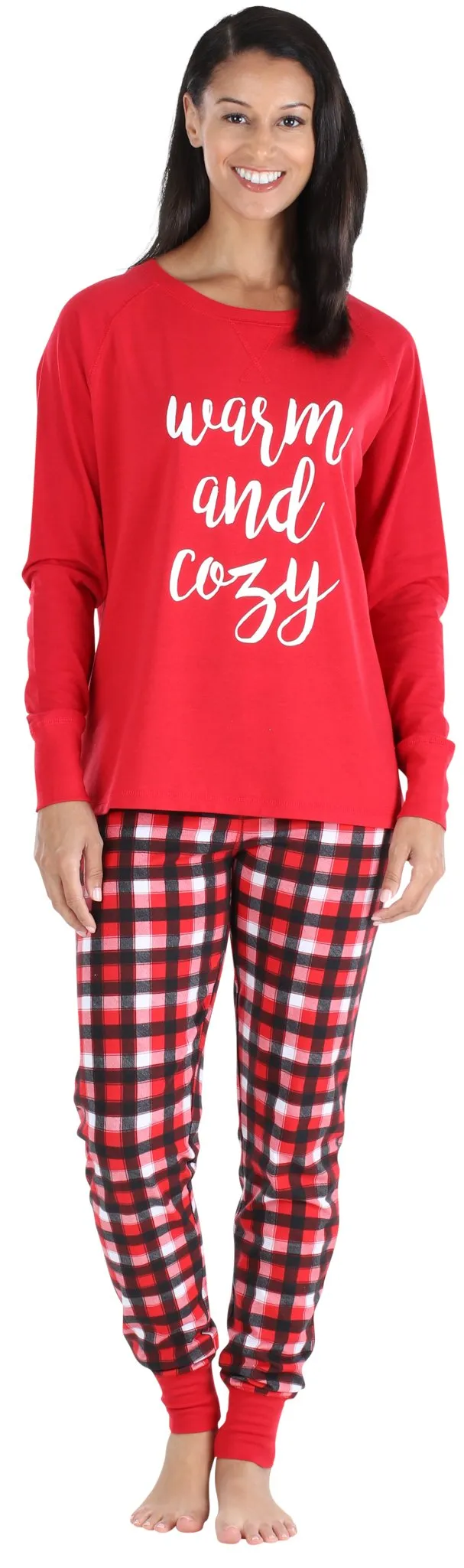 SleepytimePjs Red Plaid Holiday Family Matching Warm and Cozy Pajama Sets