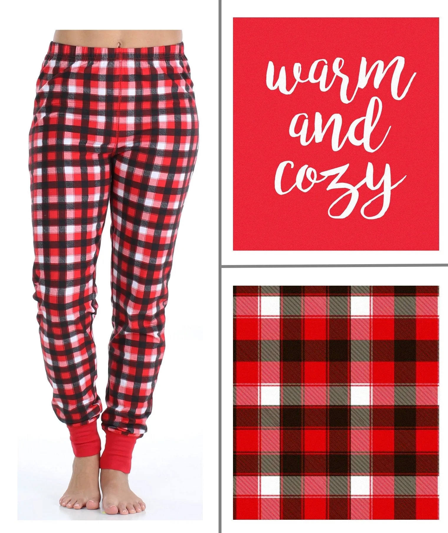 SleepytimePjs Red Plaid Holiday Family Matching Warm and Cozy Pajama Sets