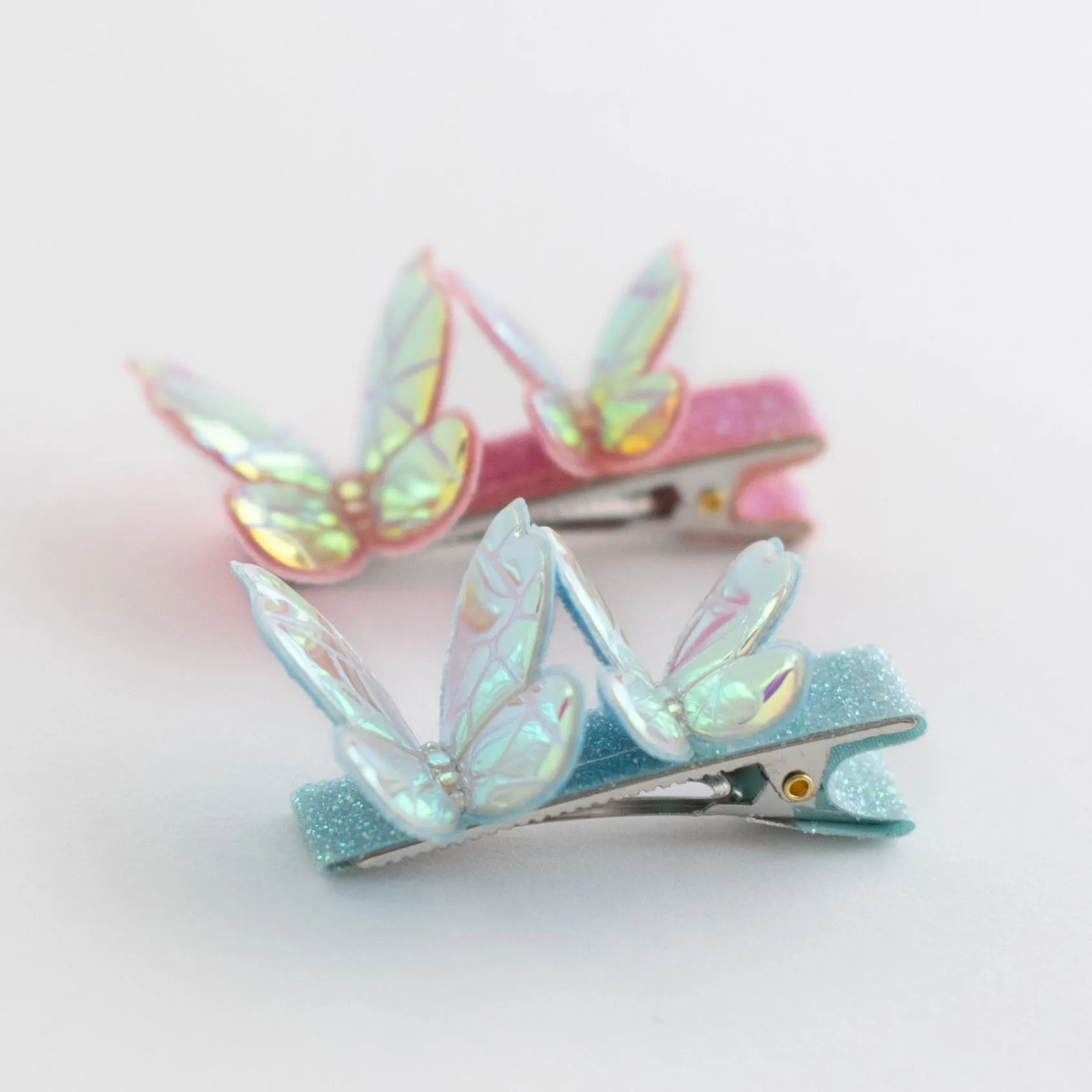 Summer Crystal Holographic Star and Butterfly Hair Clips - Pack of 8