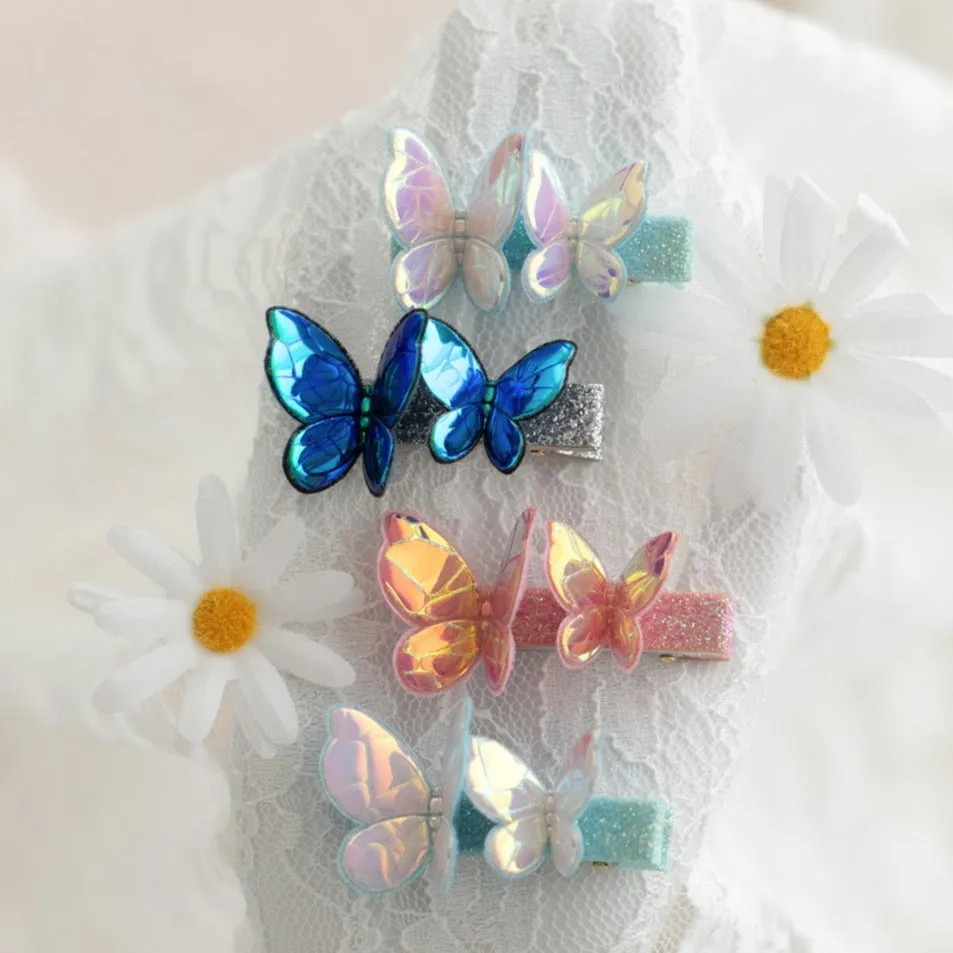 Summer Crystal Holographic Star and Butterfly Hair Clips - Pack of 8