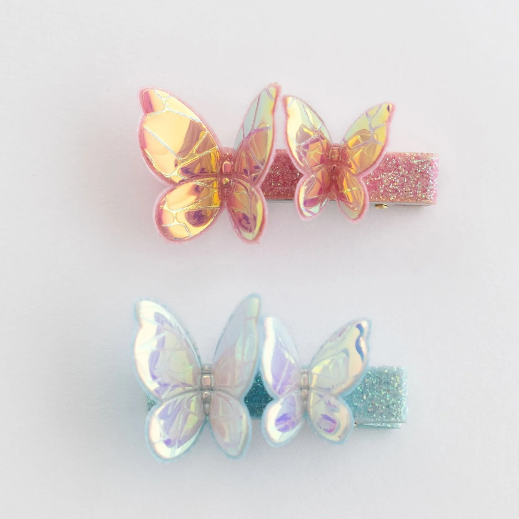 Summer Crystal Holographic Star and Butterfly Hair Clips - Pack of 8