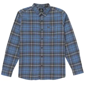 Volcom Caden Plaid Long Sleeve Button-Up Flannel Shirt - Blueberry