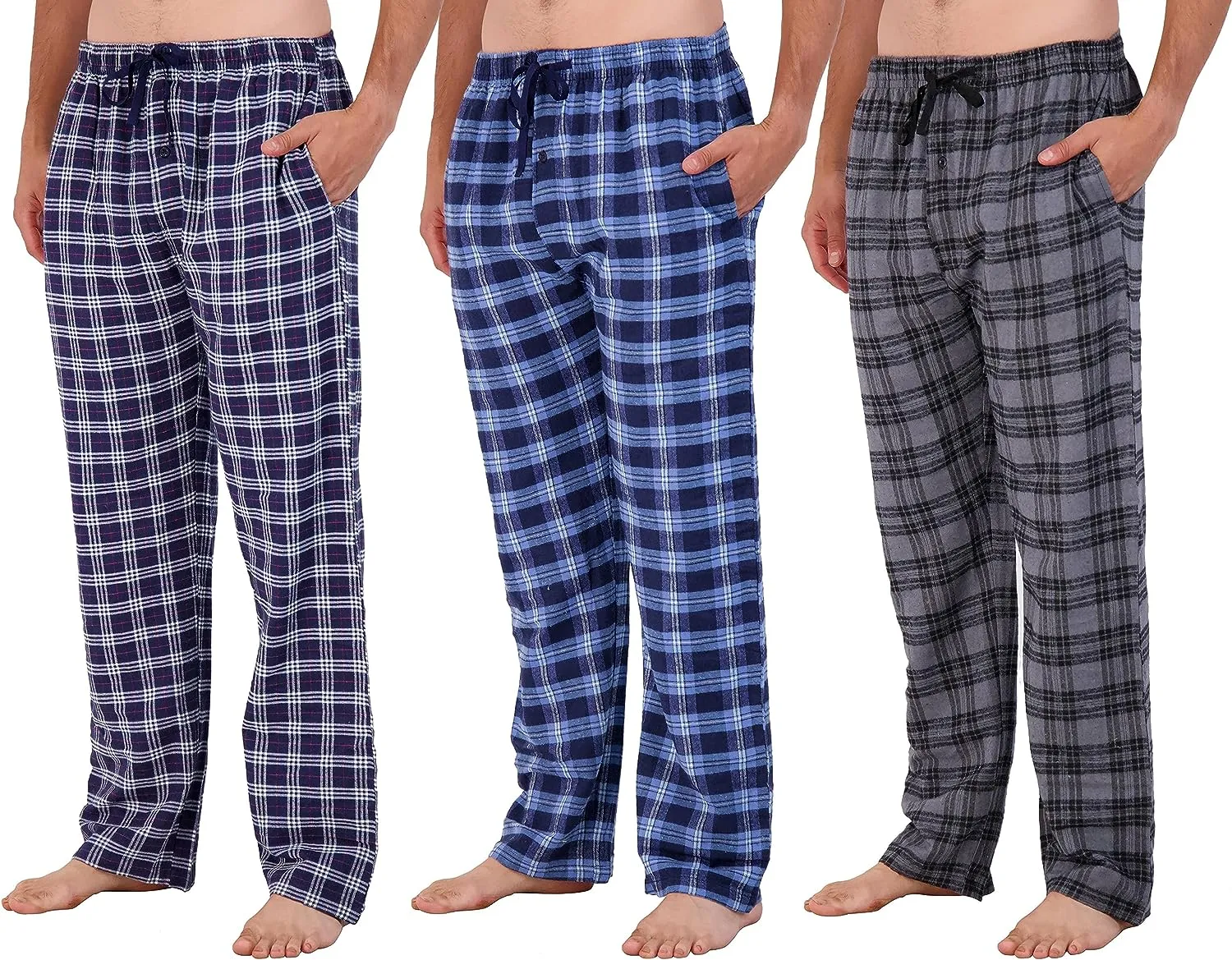 Wholesale Men's Pajama Pants, Knit Cotton Flannel Plaid Lounge Bottoms - All Styles