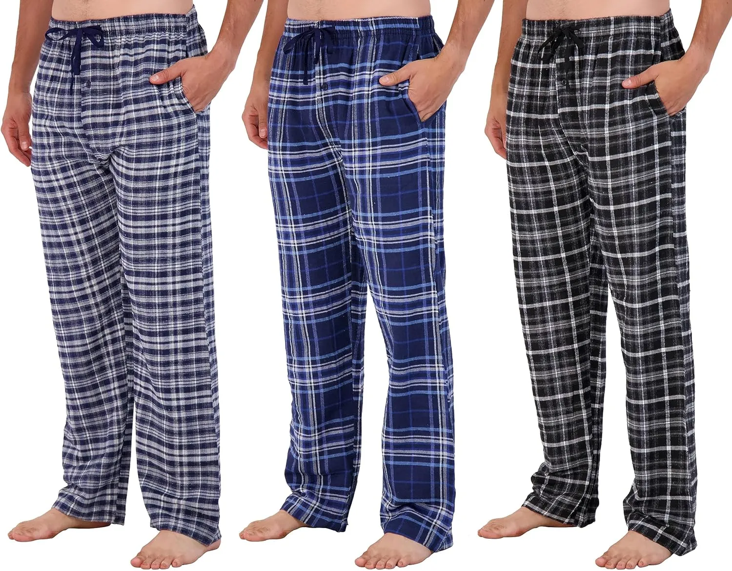 Wholesale Men's Pajama Pants, Knit Cotton Flannel Plaid Lounge Bottoms - All Styles