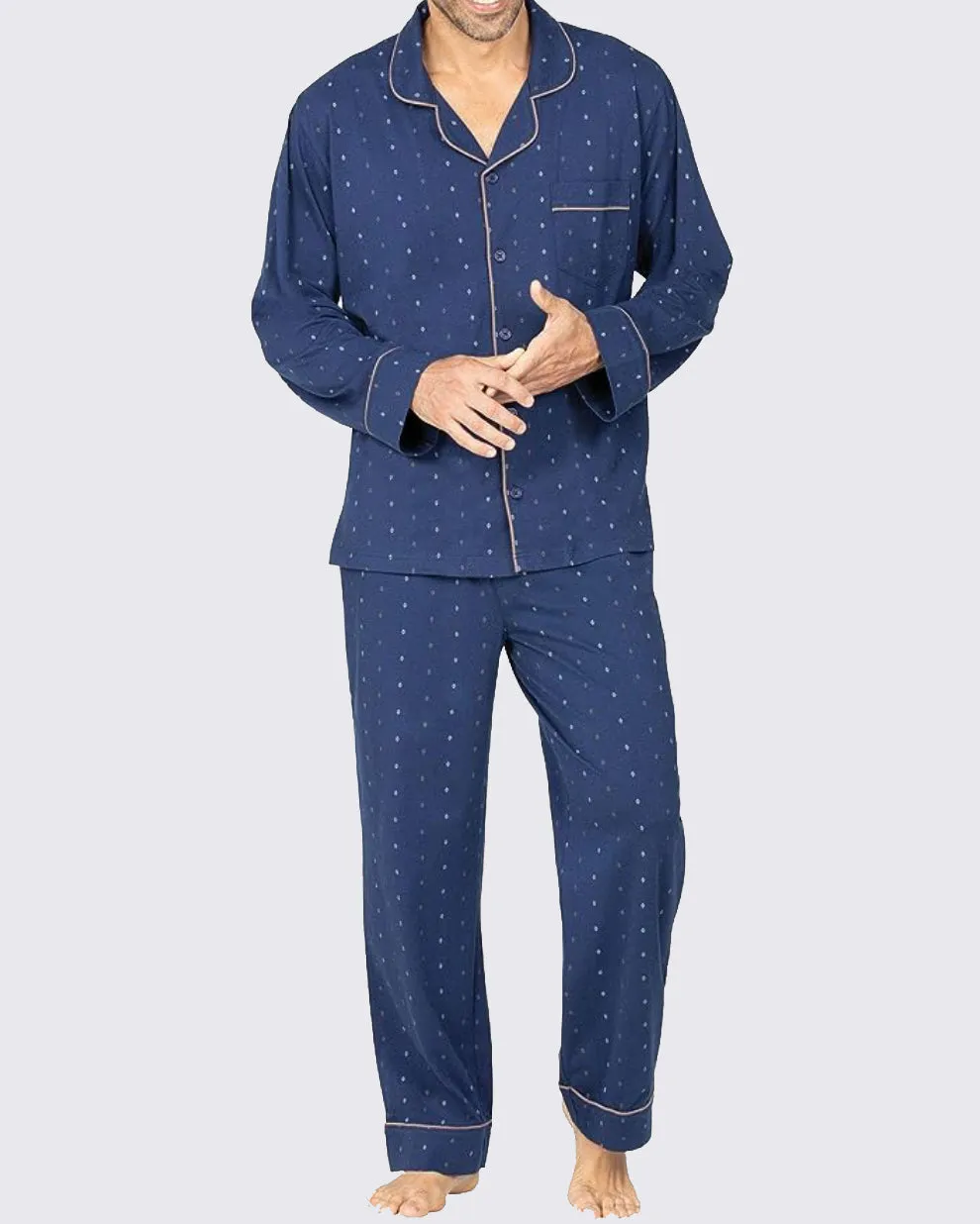 Wholesale Men's Pajama Sets 100% Cotton Men's Loungewear Sleepwear Sets