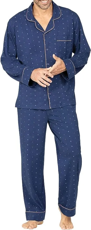 Wholesale Men's Pajama Sets 100% Cotton Men's Loungewear Sleepwear Sets