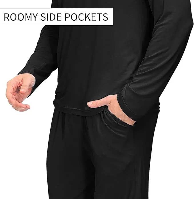 Wholesale Men's Pajama Sets Long Sleeve V Neck 2 Piece Men's Loungewear Sleepwear Sets