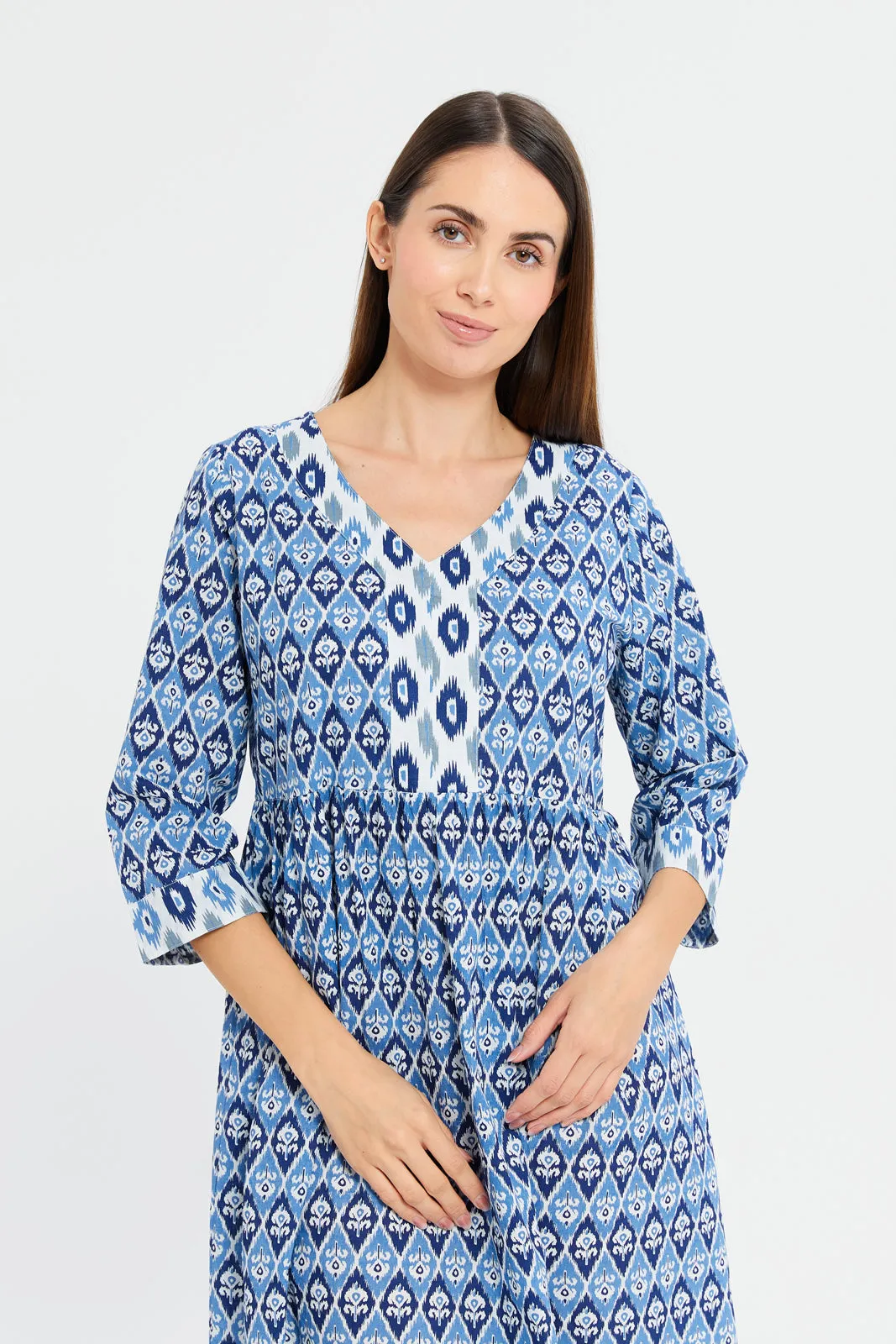 Women Blue Printed Combo Nightgown