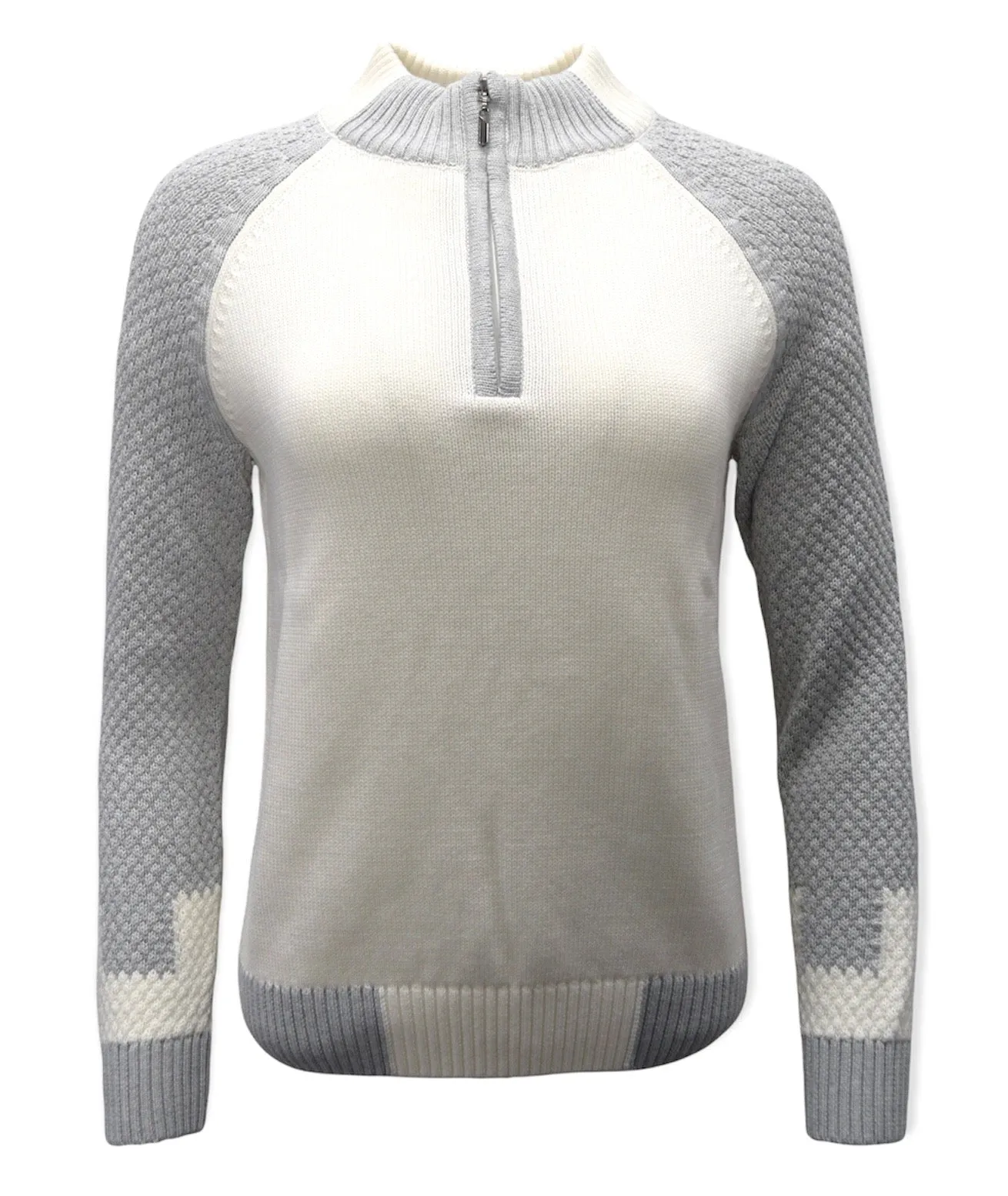 Women's 100% Pima Cotton Color Block 1/4 Zip Sweater