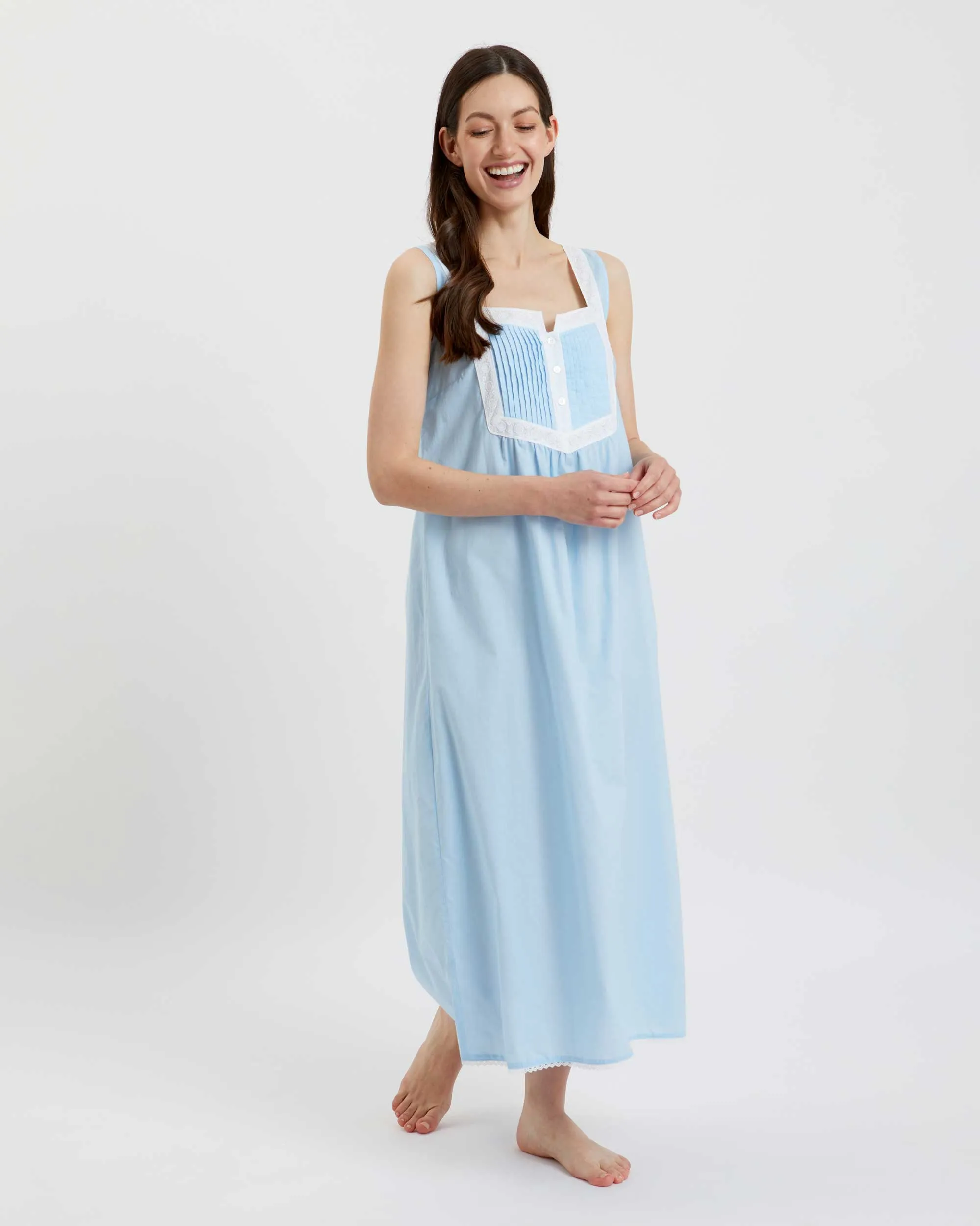 Women's Eliza Cotton Nightdress - Blue