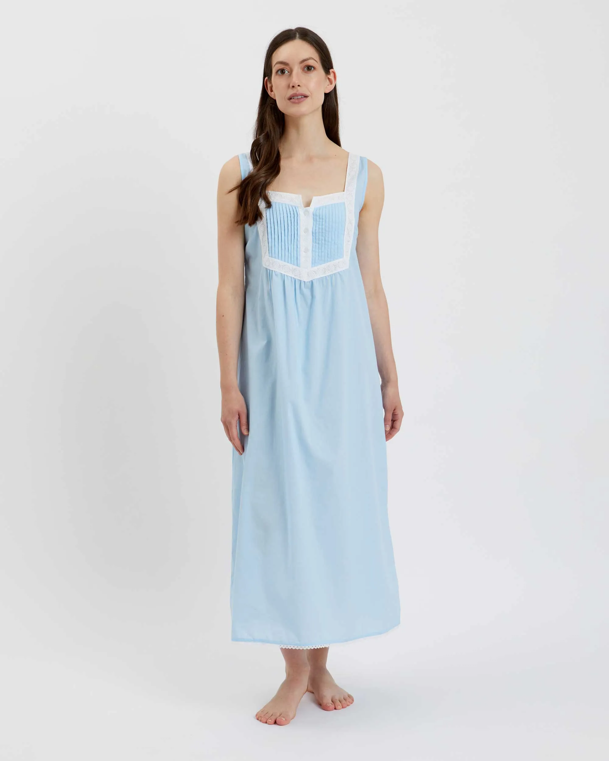 Women's Eliza Cotton Nightdress - Blue