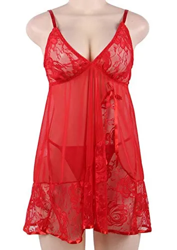 Women's Floral Lace  Plus Size Slip Lingerie Set