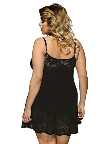 Women's Floral Lace  Plus Size Slip Lingerie Set