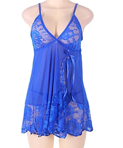 Women's Floral Lace  Plus Size Slip Lingerie Set