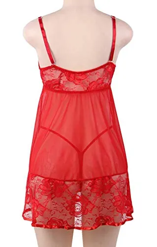 Women's Floral Lace  Plus Size Slip Lingerie Set