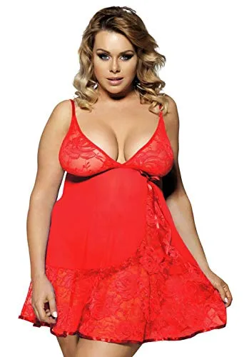 Women's Floral Lace  Plus Size Slip Lingerie Set