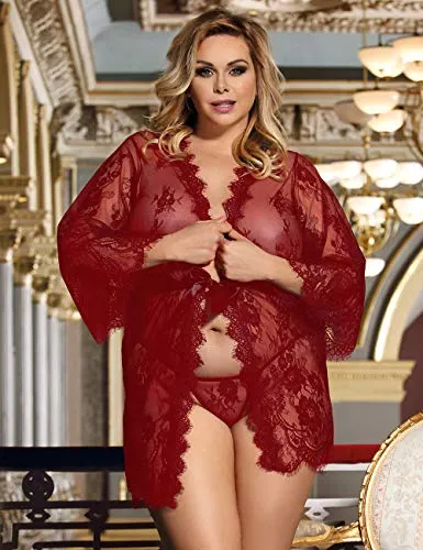 Women's Sexy Lingerie Lace Gown Dress Plus Size