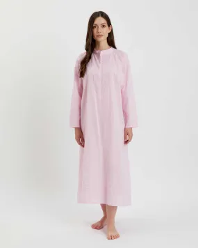 Women's Victoria Cotton Long Sleeve Nightdress - Pink