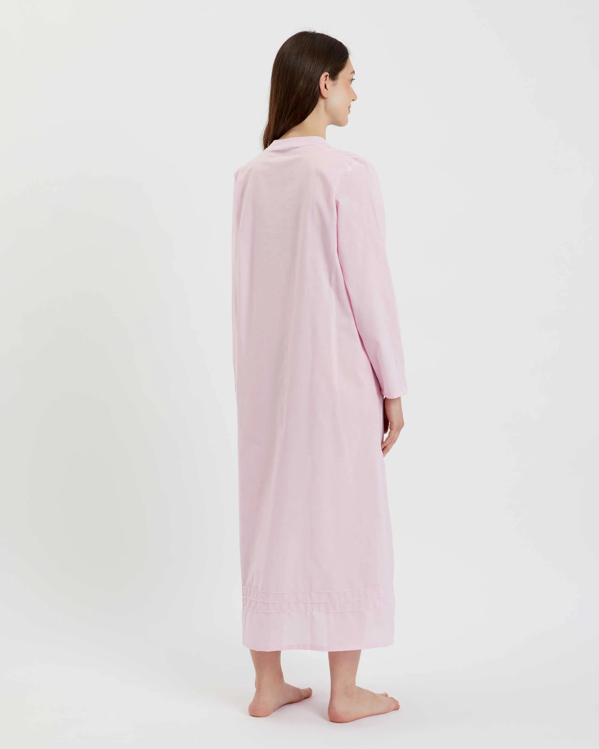 Women's Victoria Cotton Long Sleeve Nightdress - Pink