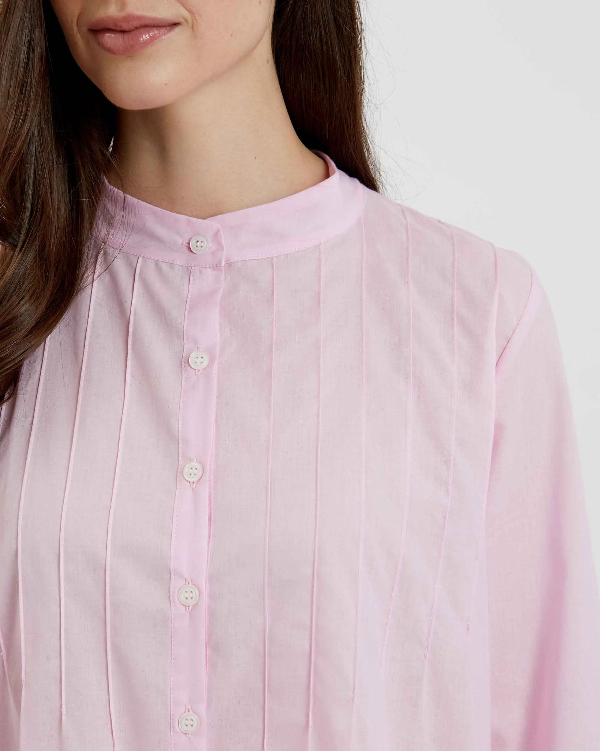 Women's Victoria Cotton Long Sleeve Nightdress - Pink