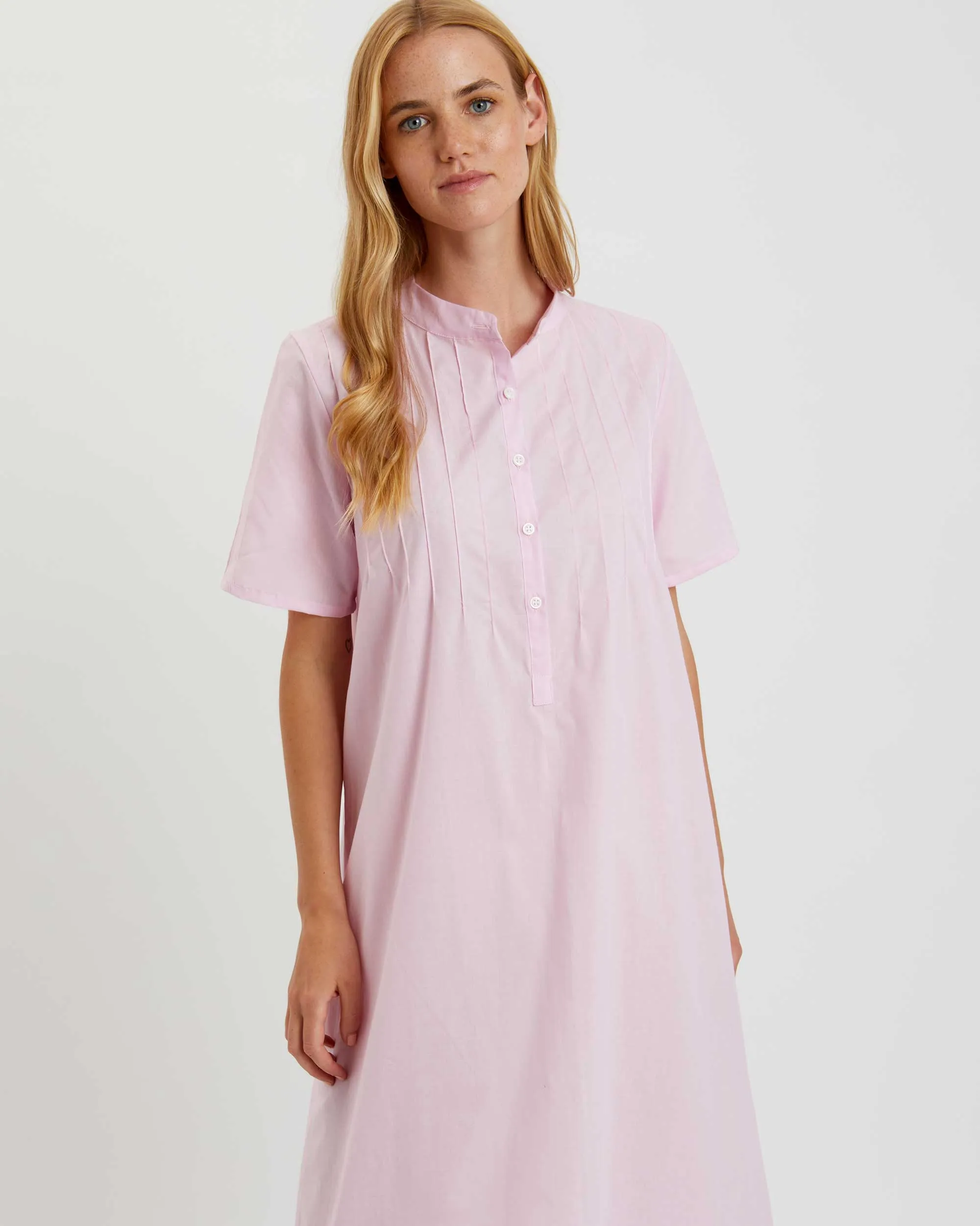 Women's Victoria Cotton Short Sleeve Nightdress - Pink