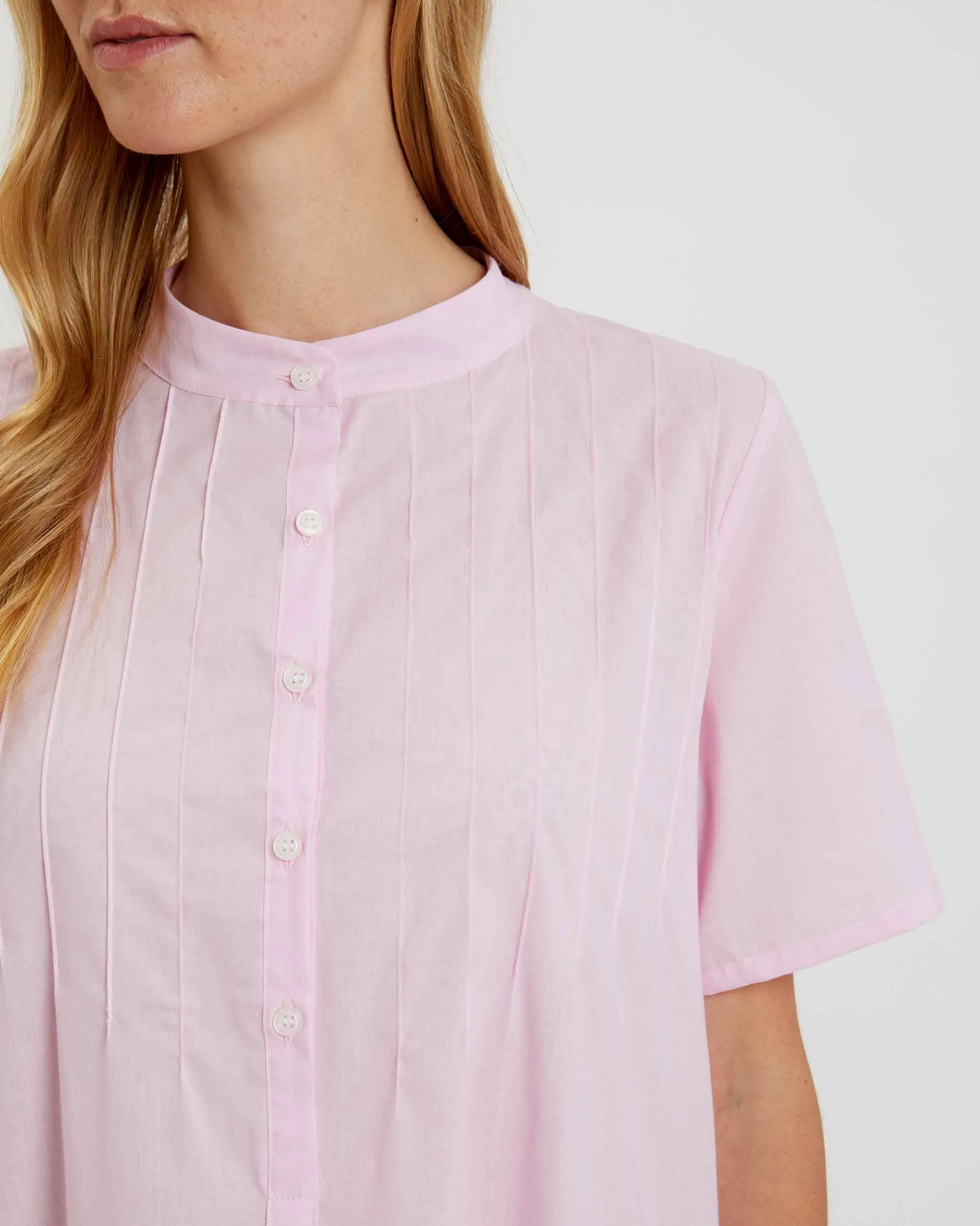 Women's Victoria Cotton Short Sleeve Nightdress - Pink